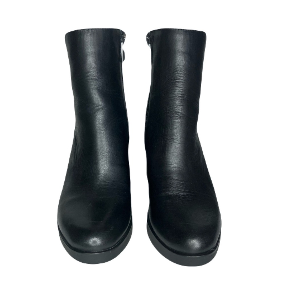 Naturalizer Sleek Black Leather Chunky Block Heeled Ankle Boots - Picture 3 of 9